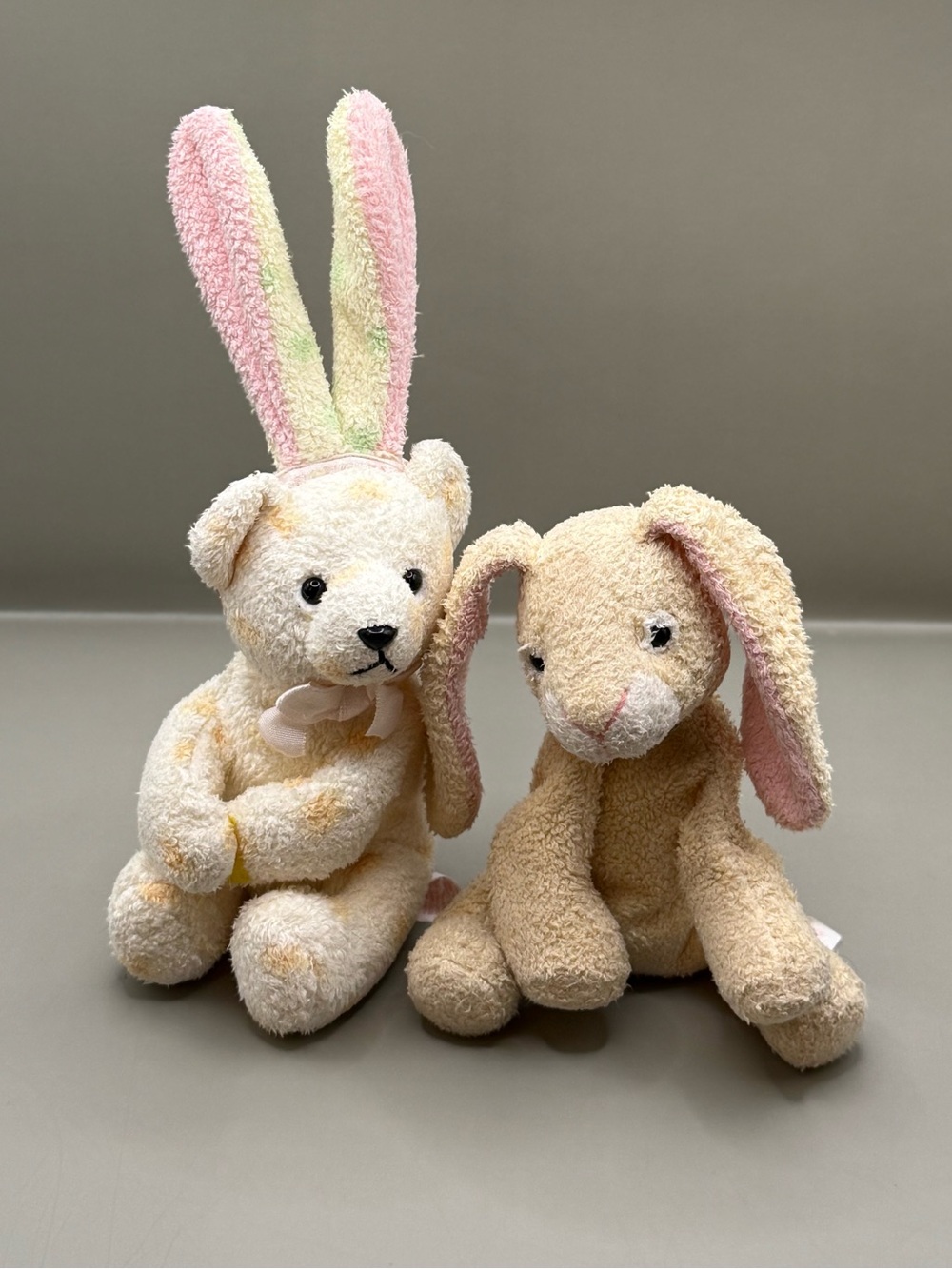 Russ Berrie Luv Pets Lot Bunzie the Bunny and Cubby Bear Removable Bunny Ears